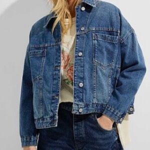 Free People Marine Blue Jean Jacket